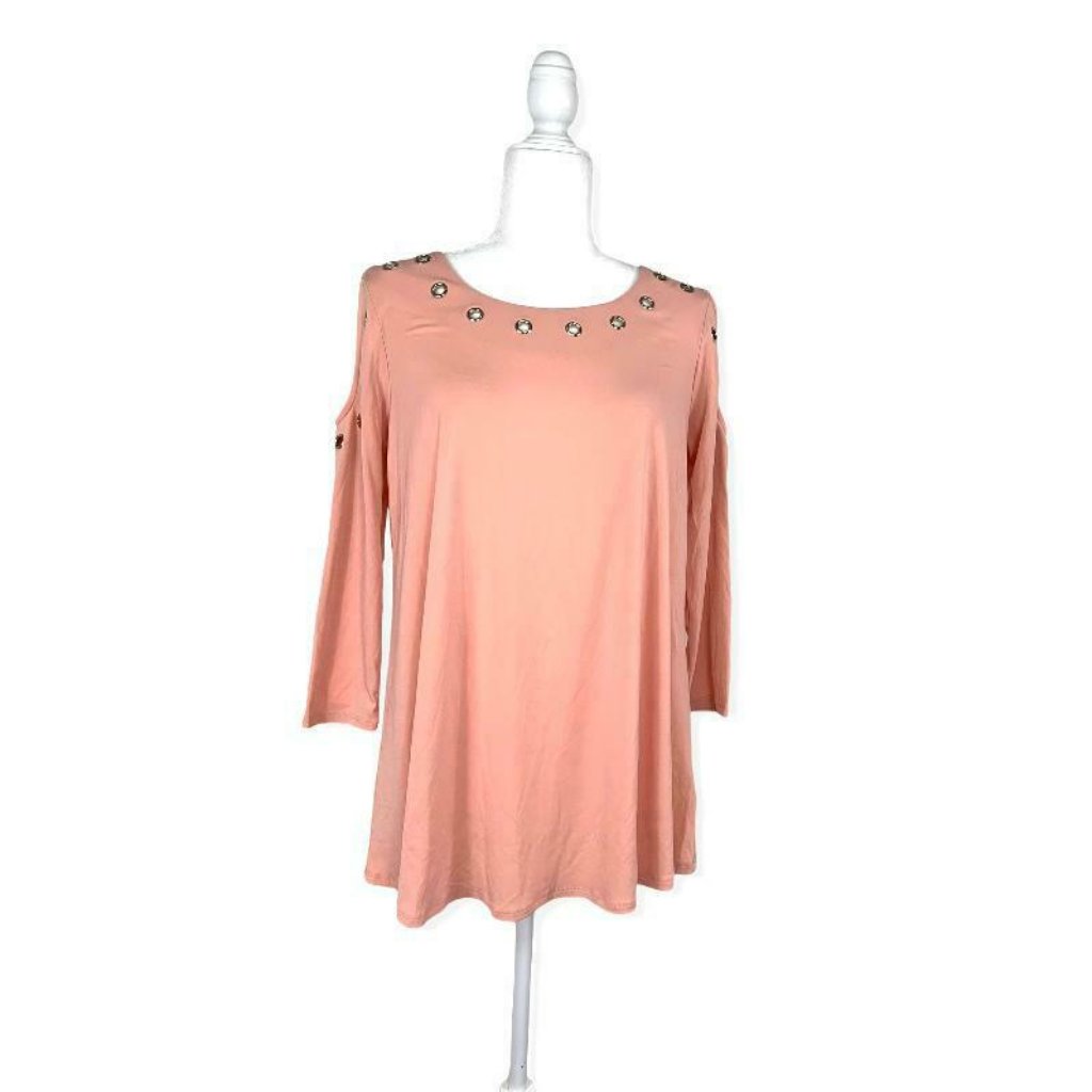 Jm Collection Cold Shoulder 3/4 Sleeve Top Size S Wome'n Sweaters